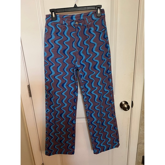 Bailey Rose High Waisted S  Denim Jeans Pants in Purple & Blue Fun Weavy Design - Picture 1 of 7